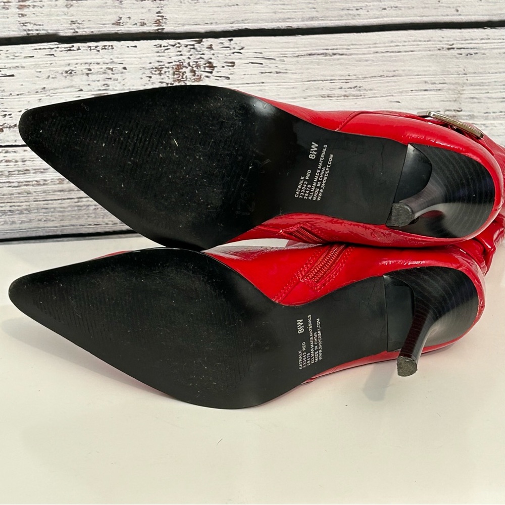 Red sexy heeled boots size 8.5 W - Picture 9 of 11